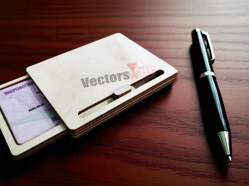 Laser Cut Credit Card Holder Wooden Sliding Case Template