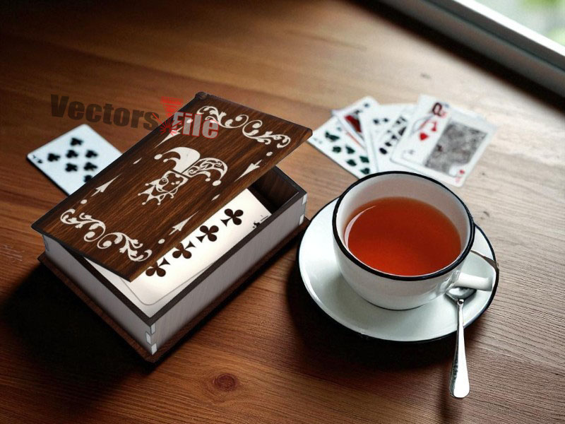 Laser Cut 3D Wooden Playing Poker Cards Box Template