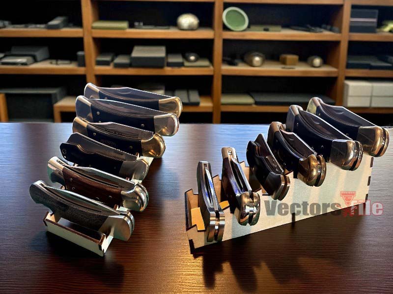 Laser Cut Wooden Pocket Knife Display Stand