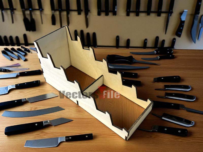 Laser Cut Wooden Pocket Knife Display Stand