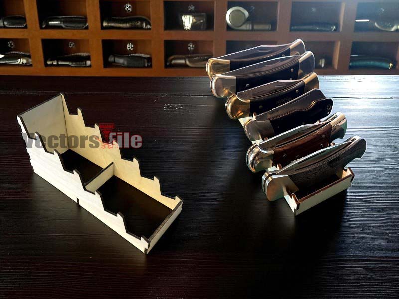 Laser Cut Wooden Pocket Knife Display Stand