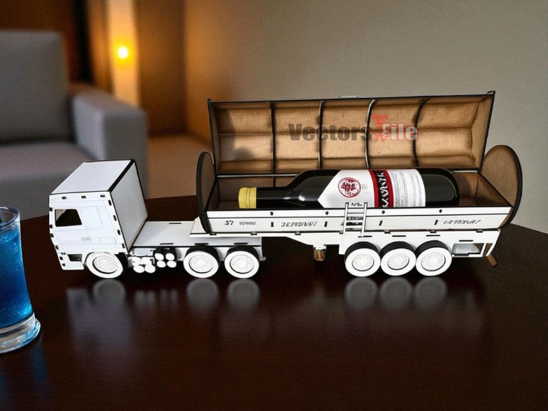 Laser Cut Fuel Tanker Truck Shaped Drink Bottle Holder