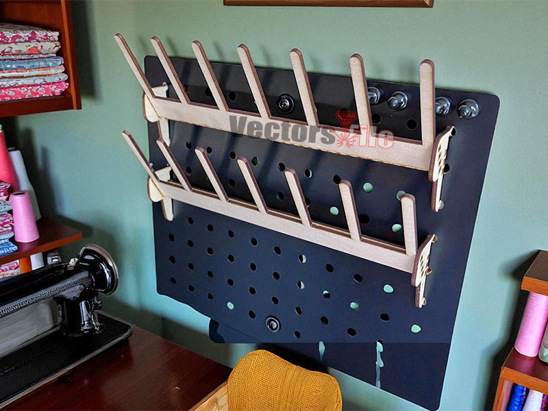 Thread Spool Holder Wall Mount Laser Cut Wooden Stand