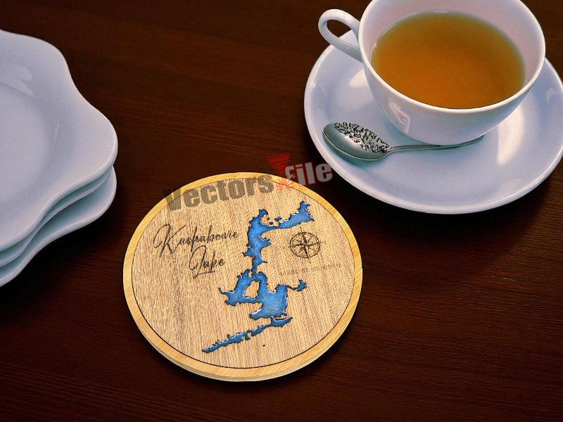 Kashabowie Lake Map Laser Cut Wooden Coaster Template