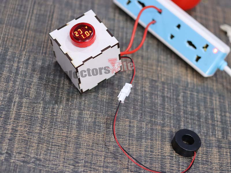 Laser Cut Wooden Ampere Meter Box Design