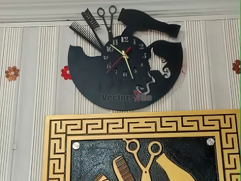 Laser Cut Beauty Salon Wall Clock Template