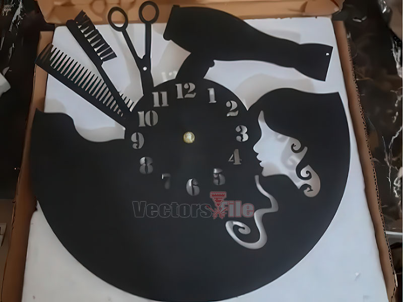 Laser Cut Beauty Salon Wall Clock Template