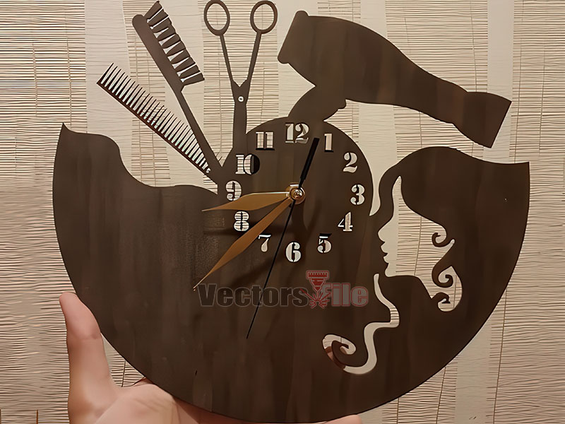 Laser Cut Beauty Salon Wall Clock Template
