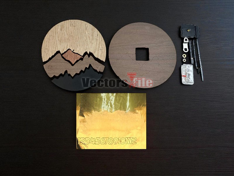 Laser Cut Mountain Wooden Round Wall Clock Design Wall Decor Idea