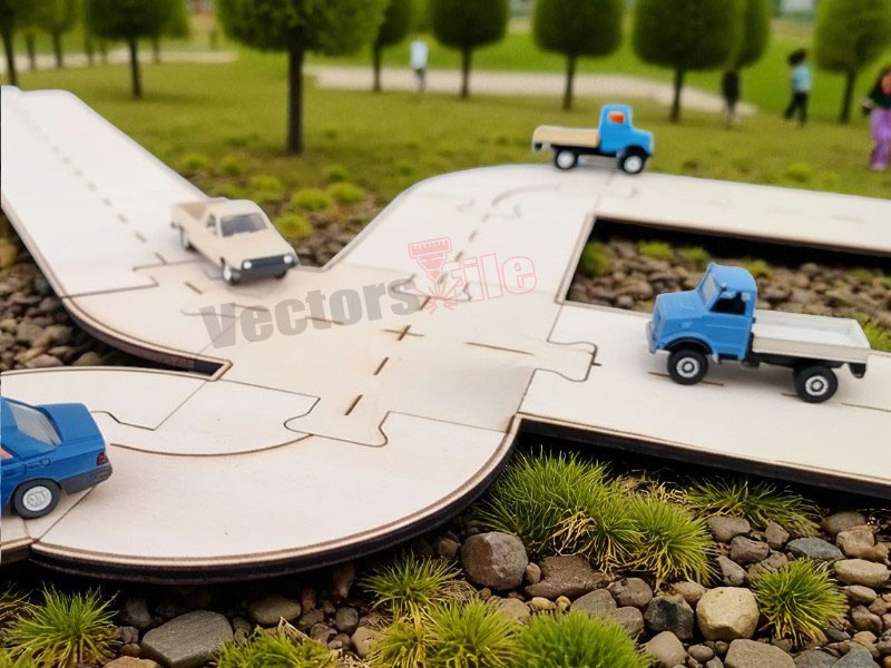 Kids Toy City Laser Cut 3D Puzzle Road Track Model Kit