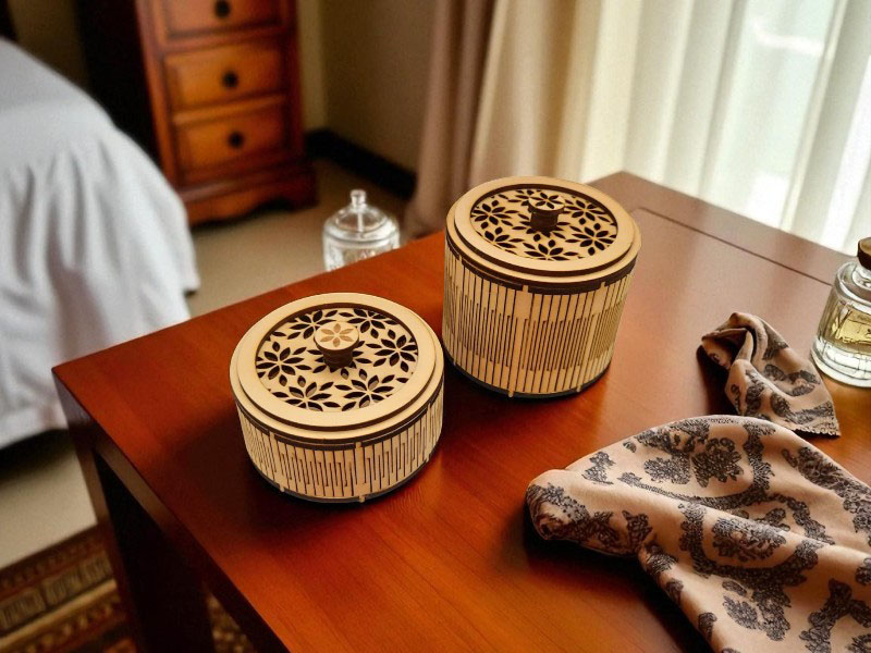 Laser Cut Round Living Hinge Jewelry Gift Box Template