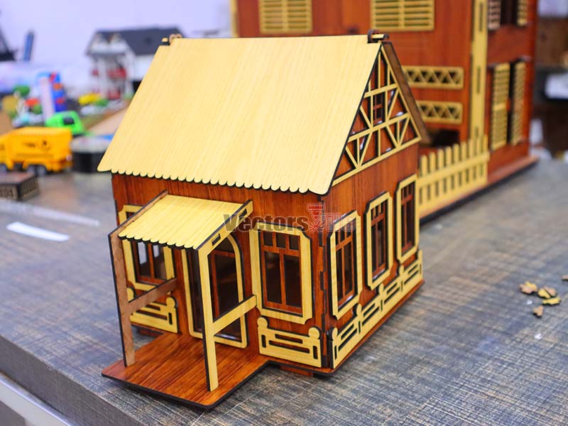 Laser Cut House Shaped Gift Box Design