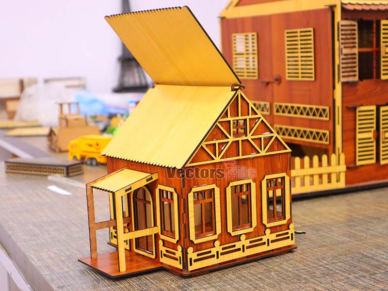 Laser Cut House Shaped Gift Box Design