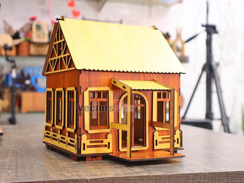 Laser Cut House Shaped Gift Box Design