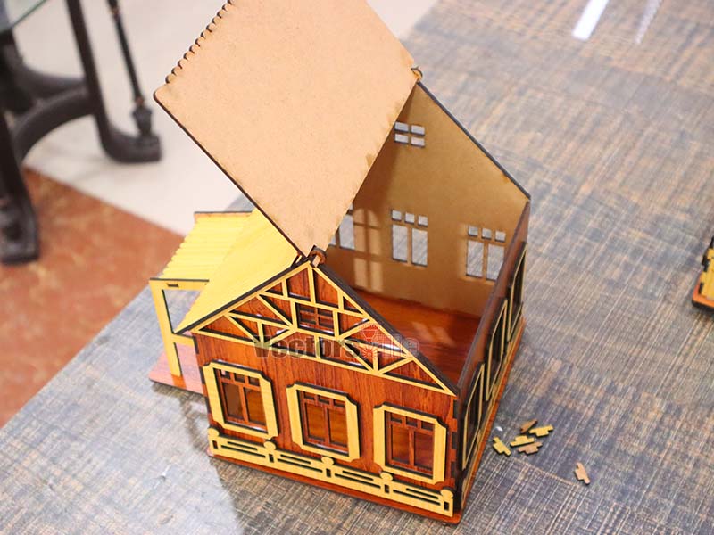 Laser Cut House Shaped Gift Box Design