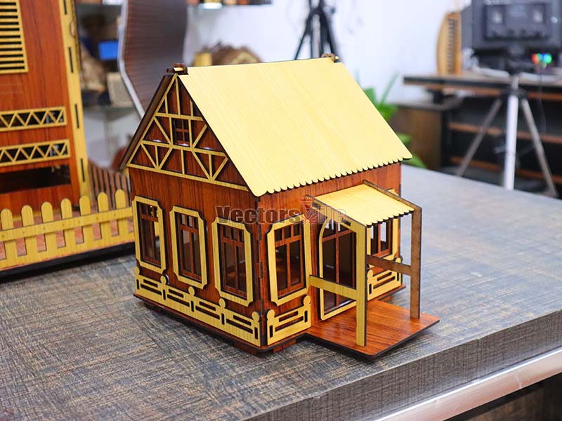 Laser Cut House Shaped Gift Box Design