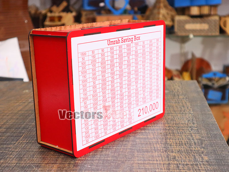 Laser Cut Umrah Saving Box With Printable Amount Pattern Template