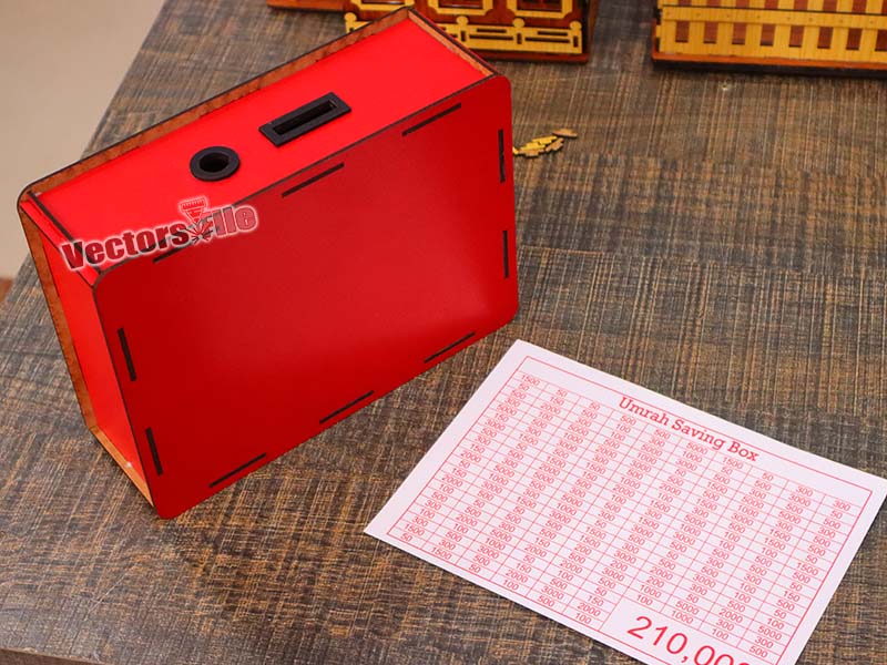 Laser Cut Umrah Saving Box With Printable Amount Pattern Template