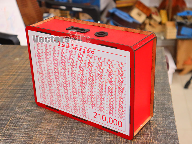 Laser Cut Umrah Saving Box With Printable Amount Pattern Template