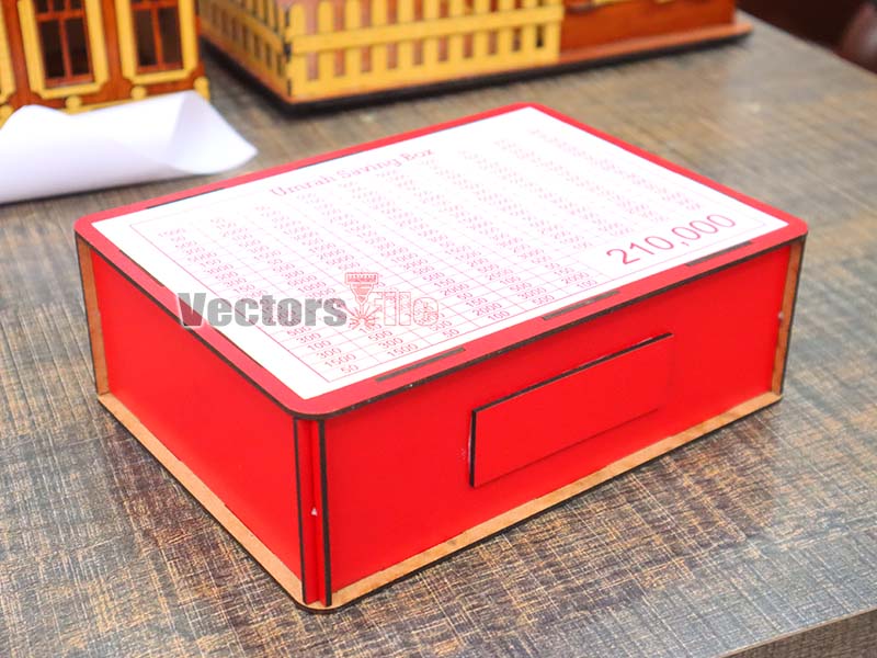 Laser Cut Umrah Saving Box With Printable Amount Pattern Template
