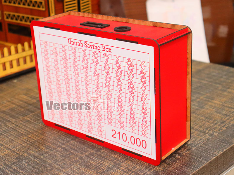 Laser Cut Umrah Saving Box With Printable Amount Pattern Template