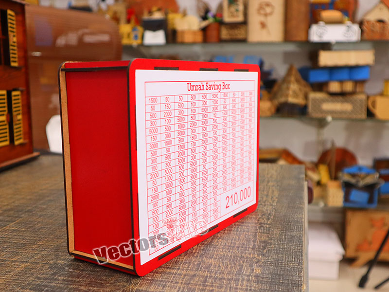 Laser Cut Umrah Saving Box With Printable Amount Pattern Template