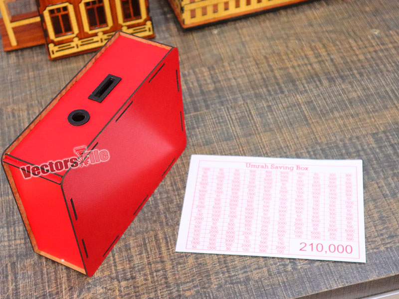 Laser Cut Umrah Saving Box With Printable Amount Pattern Template