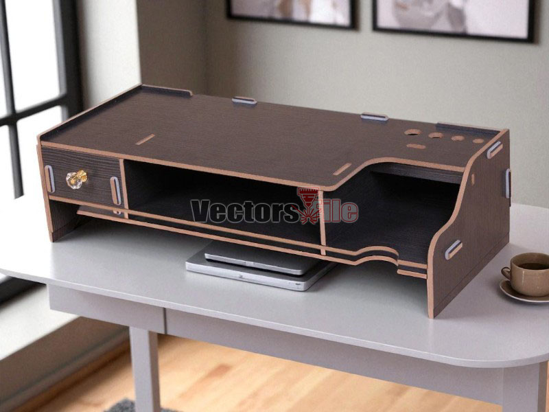 Laser Cut Office Desk Organizer Monitor Stand Design