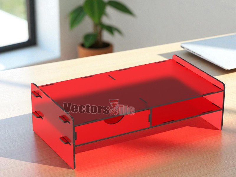 Laser Cut Acrylic Monitor Stand with Drawer Office Desk Organizer