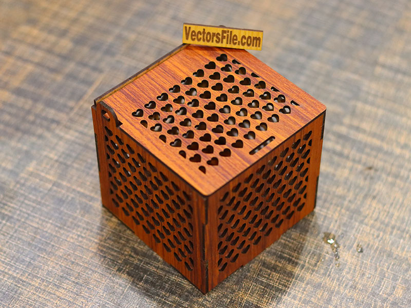Laser Cut Heart Pattern Gift Box Design Wooden Jewelry Box