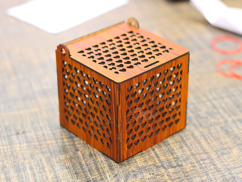 Laser Cut Heart Pattern Gift Box Design Wooden Jewelry Box