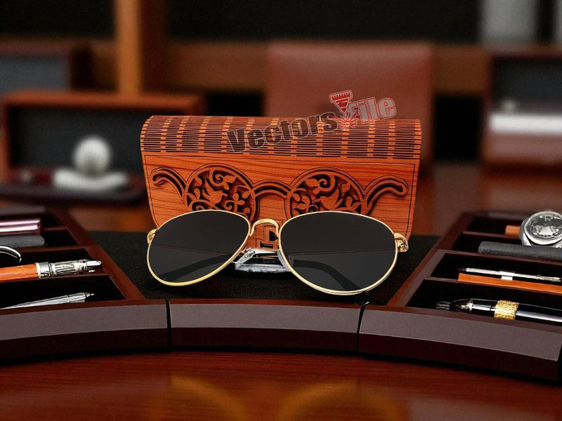 Laser Cut Glasses Case Wooden Sunglasses Gift Box Template