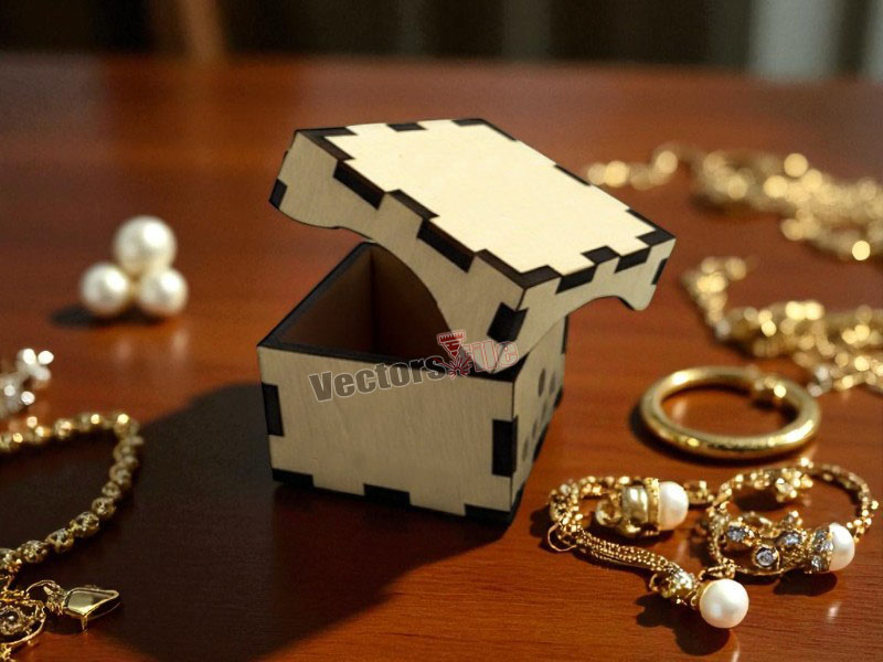 Laser Cut Wooden Jewelry Box with Lid Design