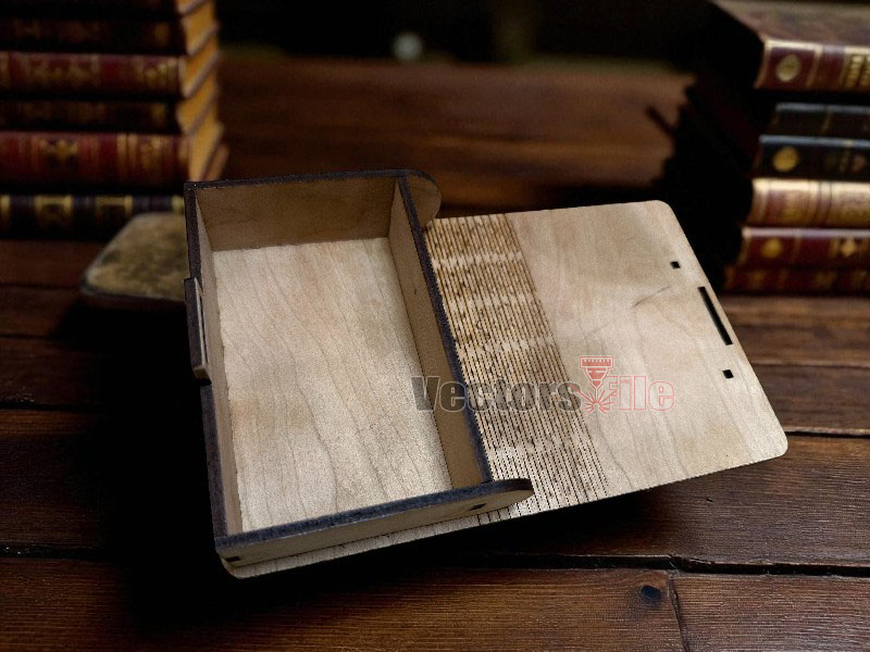 Laser Cut Wooden Book Gift Box with Folding Living Hinge Design