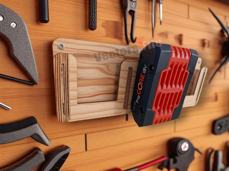Laser Cut Wooden ProCore 18V Wall Mount Battery Holder