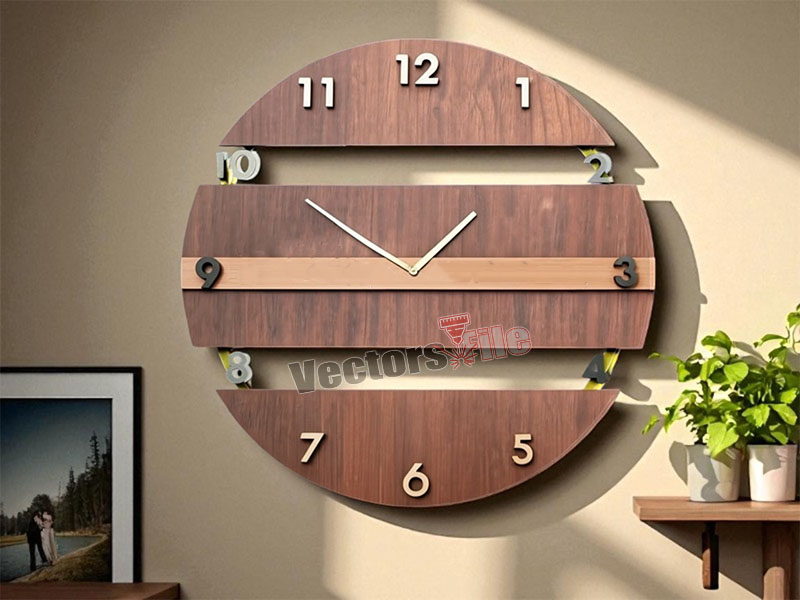 Laser Cut Modern Decorative Wooden 3D Layered Wall Clock