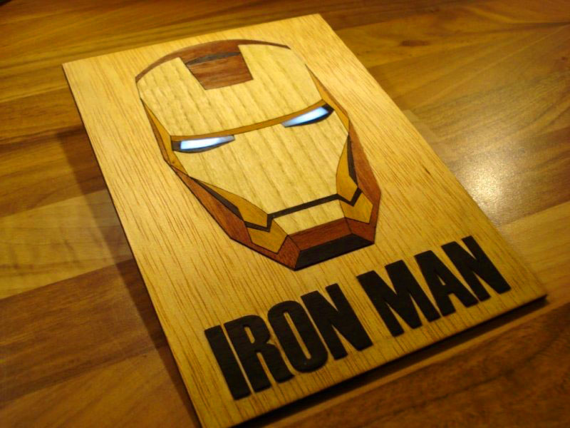Laser Cut Iron Man Helmet Wall Art with Light DIY