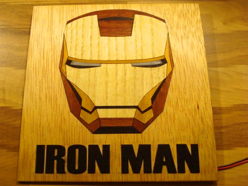 Laser Cut Iron Man Helmet Wall Art with Light DIY
