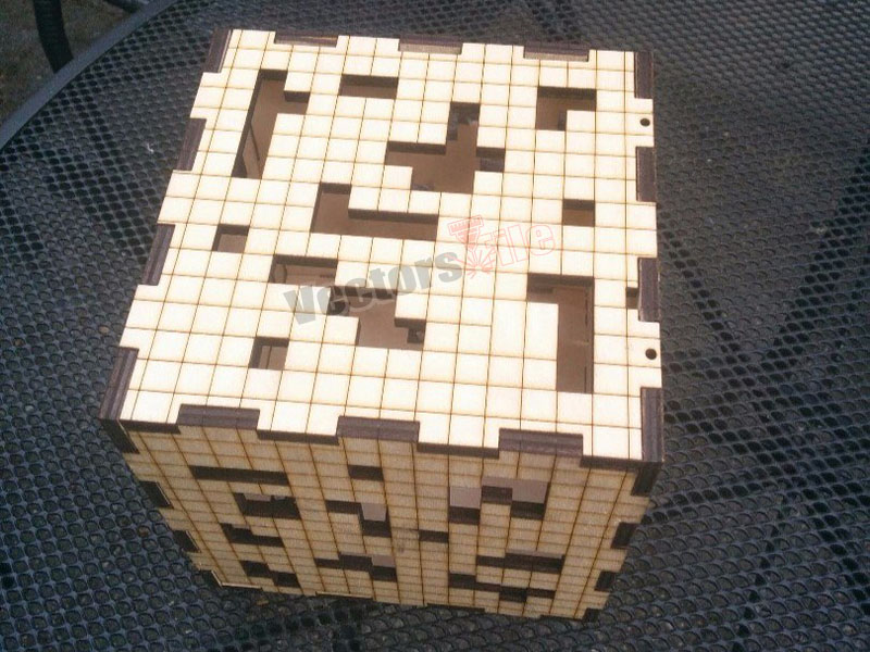 Laser Cut Minecraft Game Puzzle LED Night Light Lamp Box Design