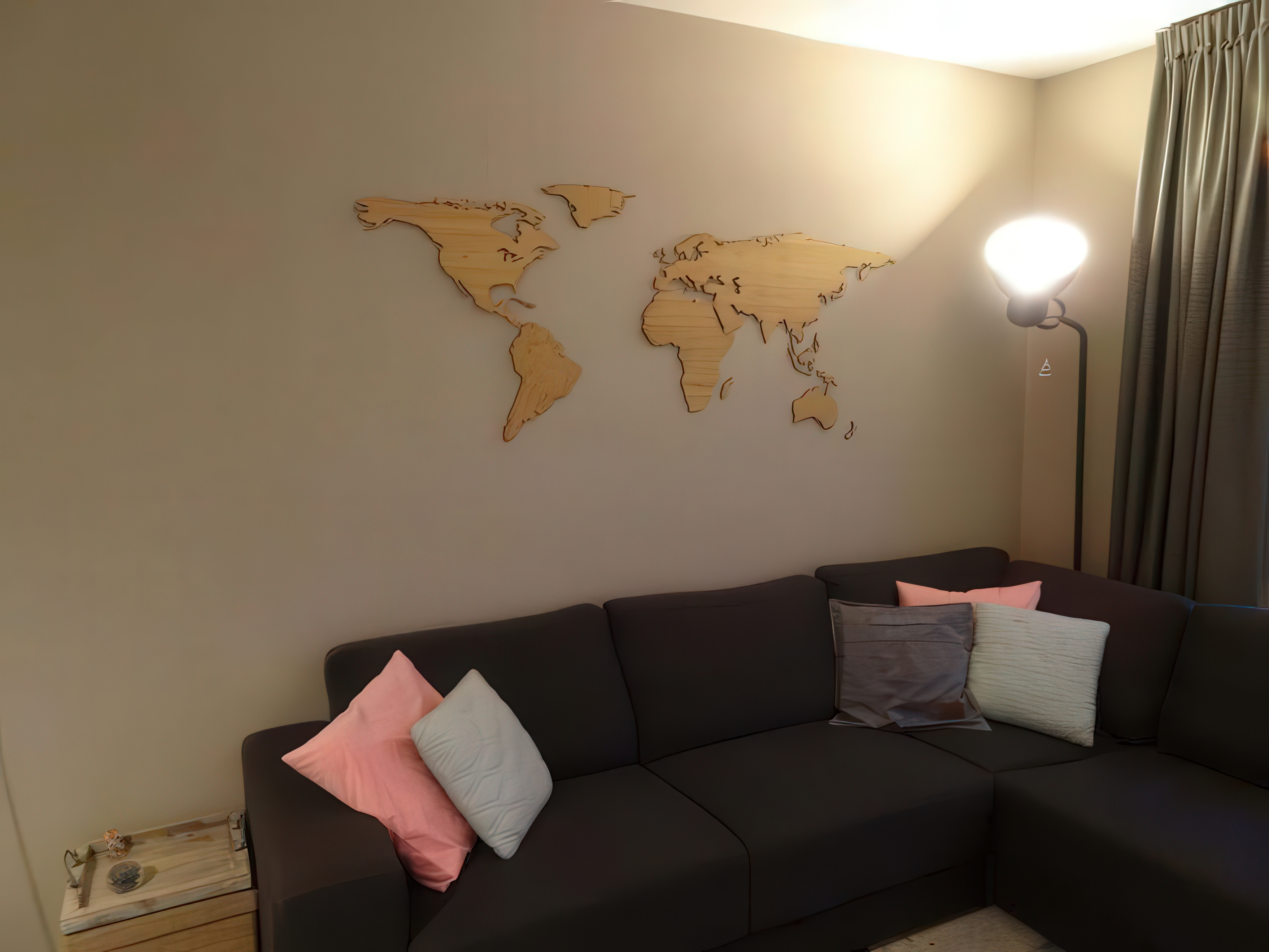 Laser Cut Wooden World Map Wall Art Decor Idea