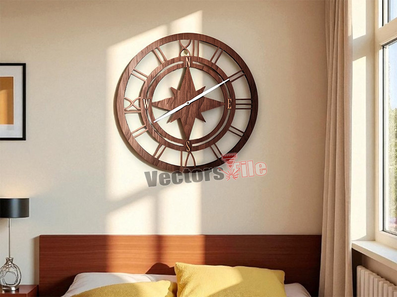 Laser Cut Roman Numeral Wooden Wall Clock Template