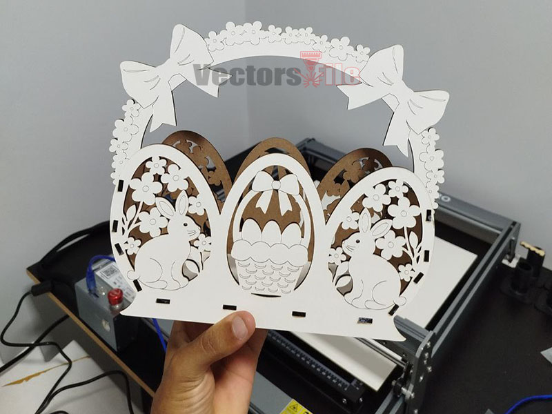 Laser Cut Easter Gift Wooden Basket