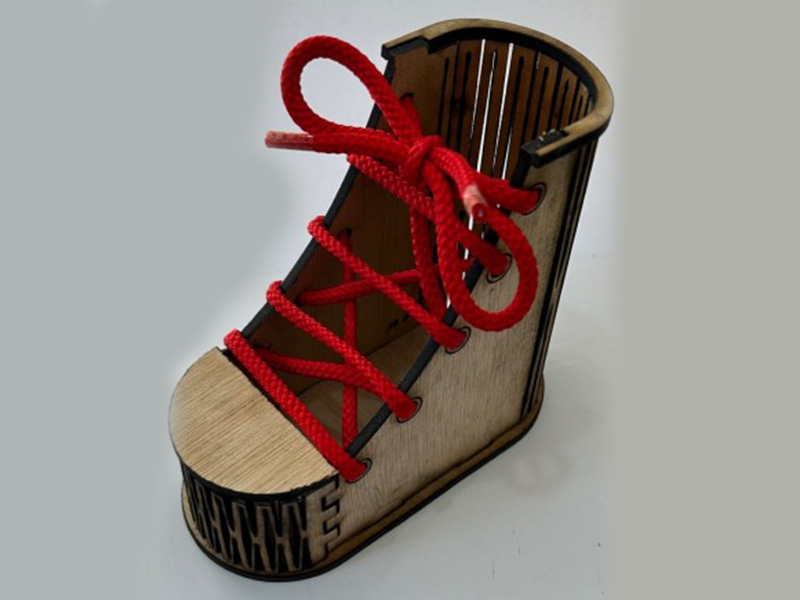 Laser Cut Wooden Boot Shape Pen and Pencil Holder