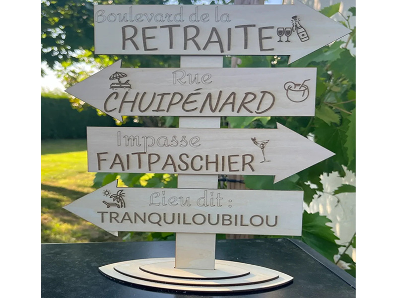Laser Cut Decorative Wooden Signpost with Arrows Different Directions