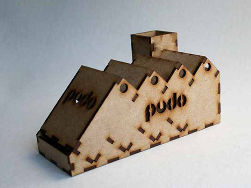 Laser Cut Wooden Card Holder Desk Organizer with Pen Pencil Holder