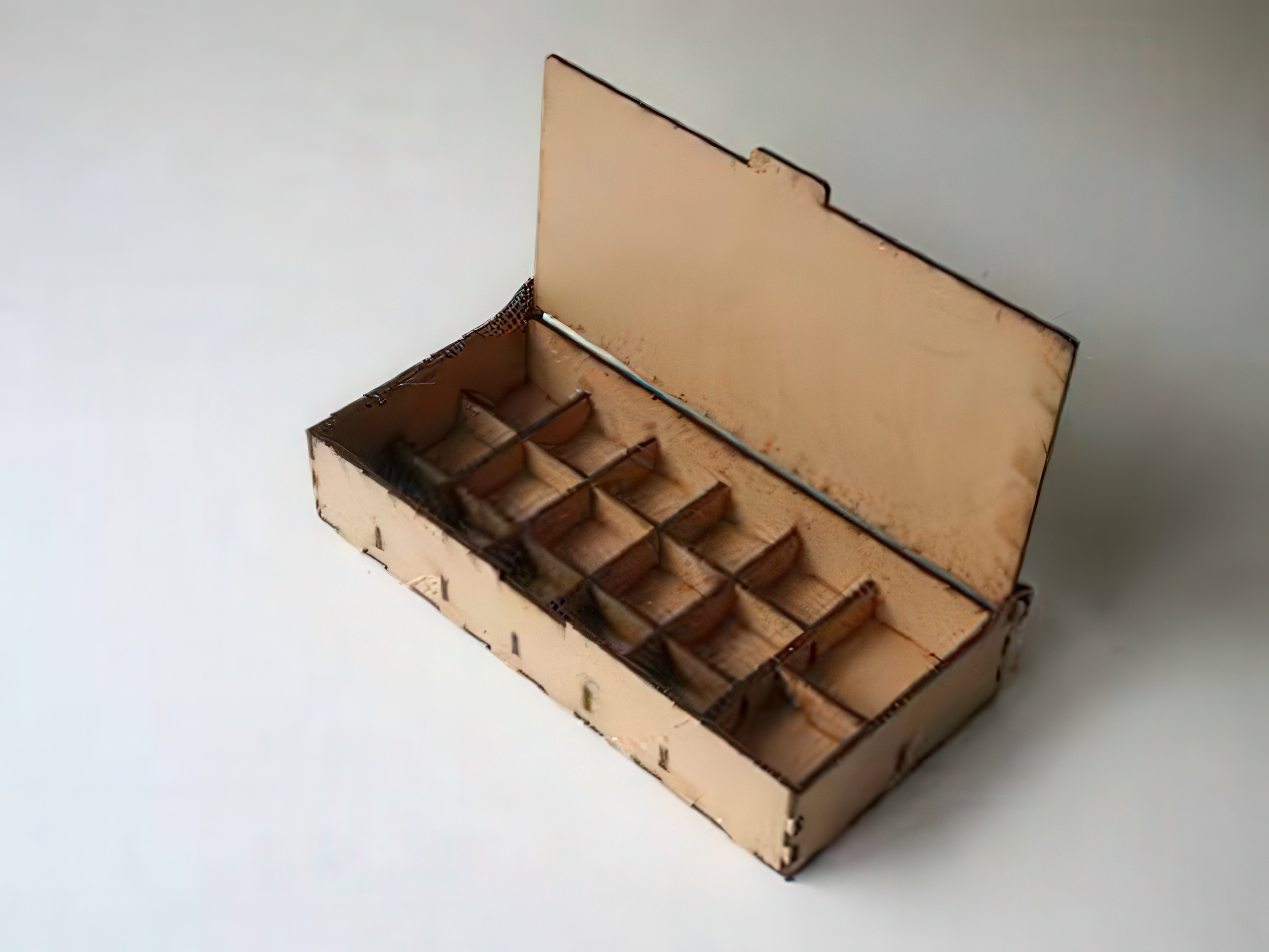Laser Cut Wooden Box with 12 Compartments for Storage or Organizer
