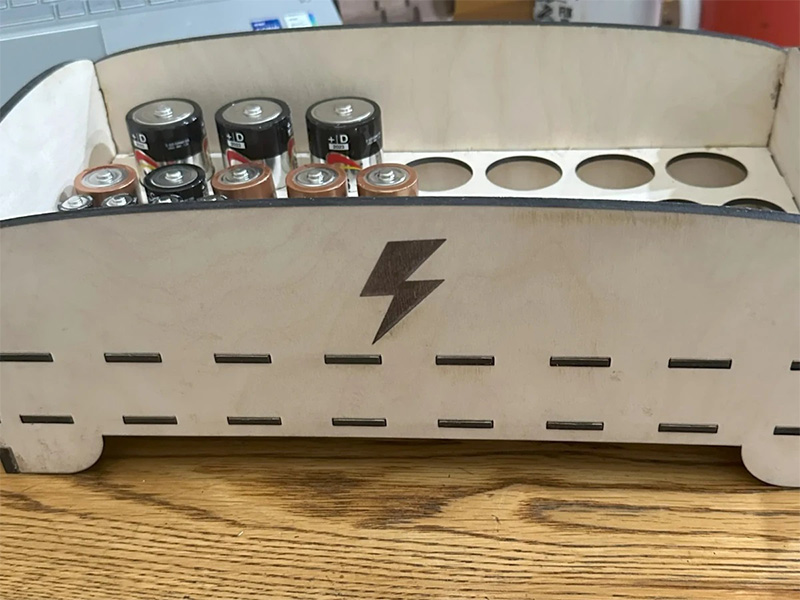 Laser Cut Battery Holder Wooden Storage Organizer