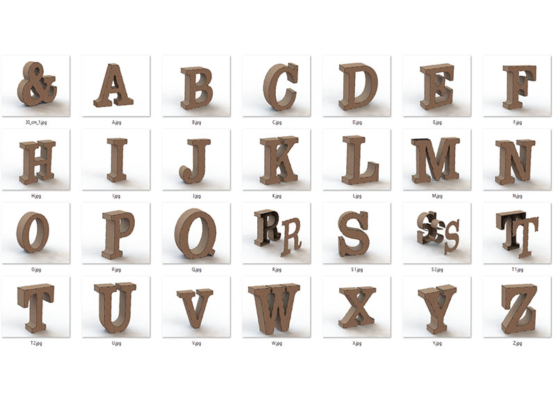 Laser Cut 3D Wooden Puzzle Alphabet Letters Model