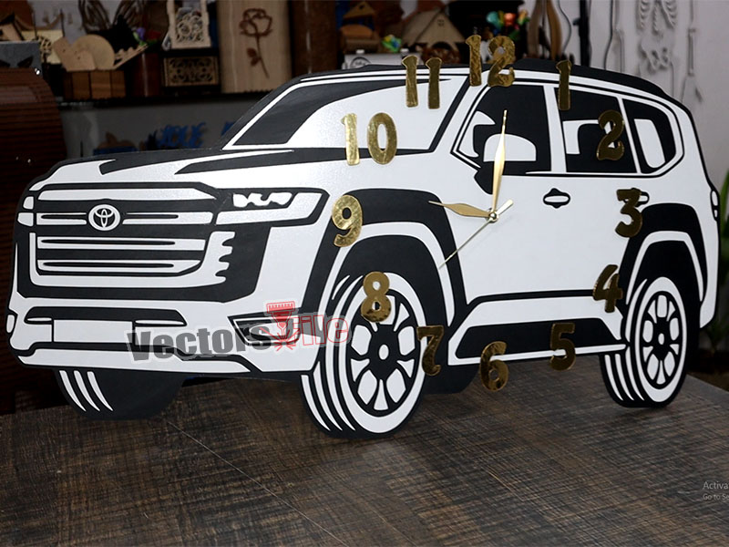 Laser Cut Toyota Land Cruiser Decorative Wall Clock Design