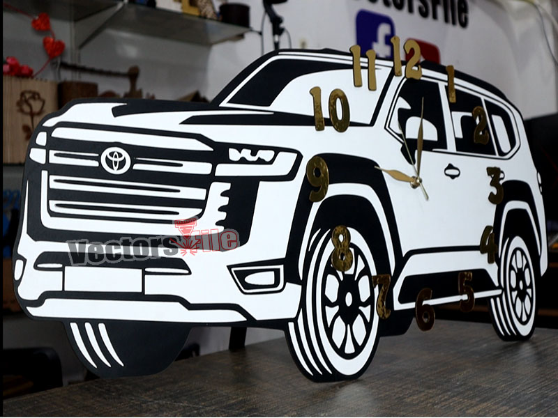 Laser Cut Toyota Land Cruiser Decorative Wall Clock Design
